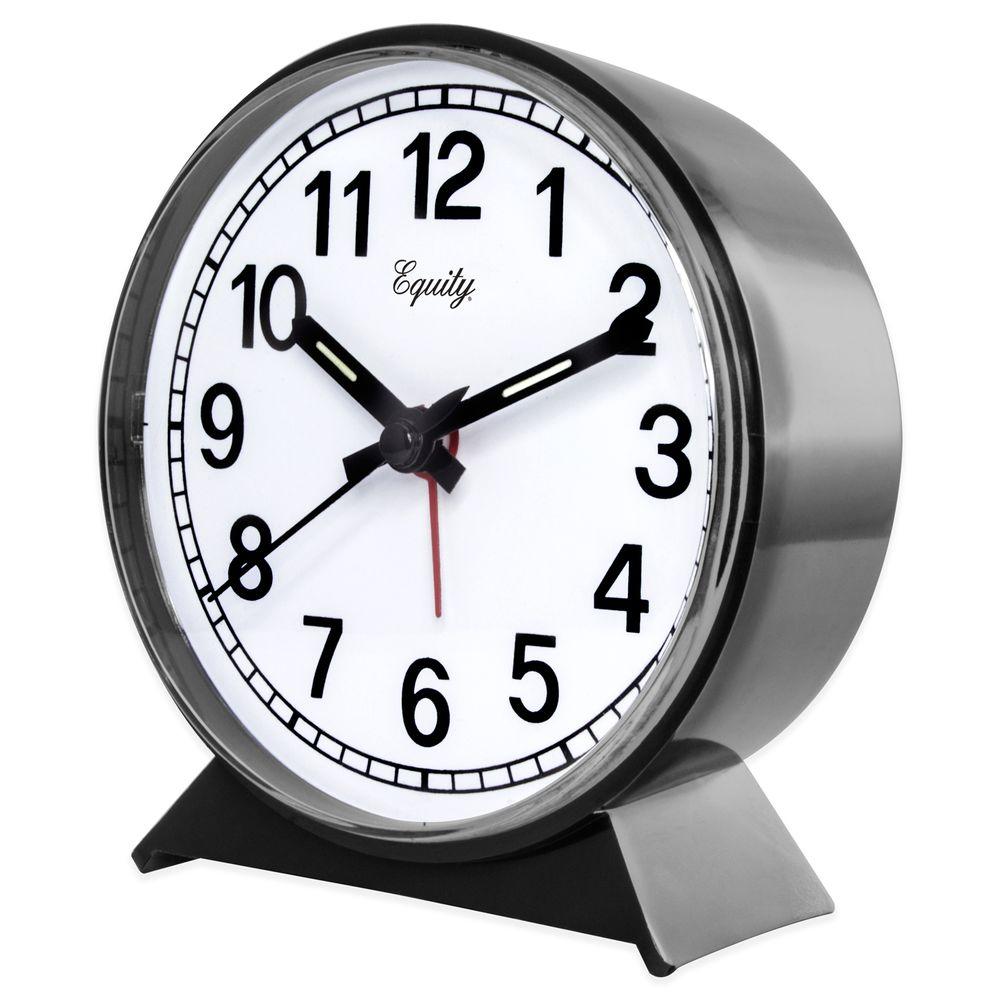 Analog 4 in. Round Keywind Alarm Clock, Black