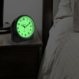 Large 4.72 in. Black Analog Alarm Table Clock with Night Vision Technology