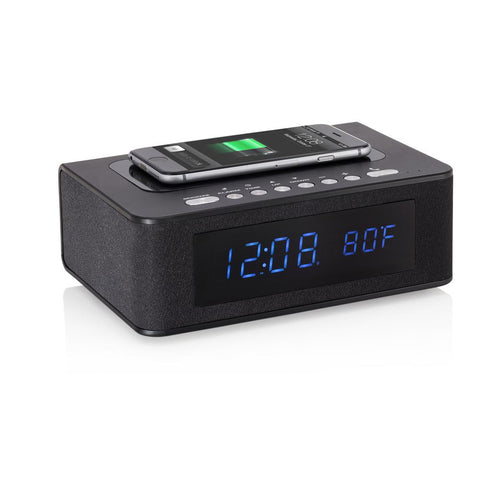 Wireless Charging Bluetooth Speaker Clock Radio with Alarm