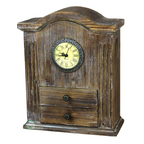 11 in. W x 5 in. D x 12.5 in. H Vintage Wooden Handcrafted Desk Clock