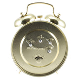 Analog 4.5 in. Round Gold Metal Twin Bell Keywind Alarm Clock