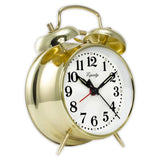 Analog 4.5 in. Round Gold Metal Twin Bell Keywind Alarm Clock